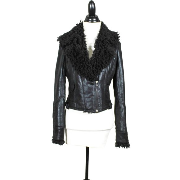 NWT 2014 Penny Lane Style Black Shag Moto Coat | Glam Rocker Goth Chic Jacket | - Picture 2 of 14